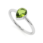 peridot pear cut stackable bezel-set ring
